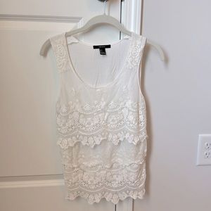 Forever 21 White Lace Tank Top